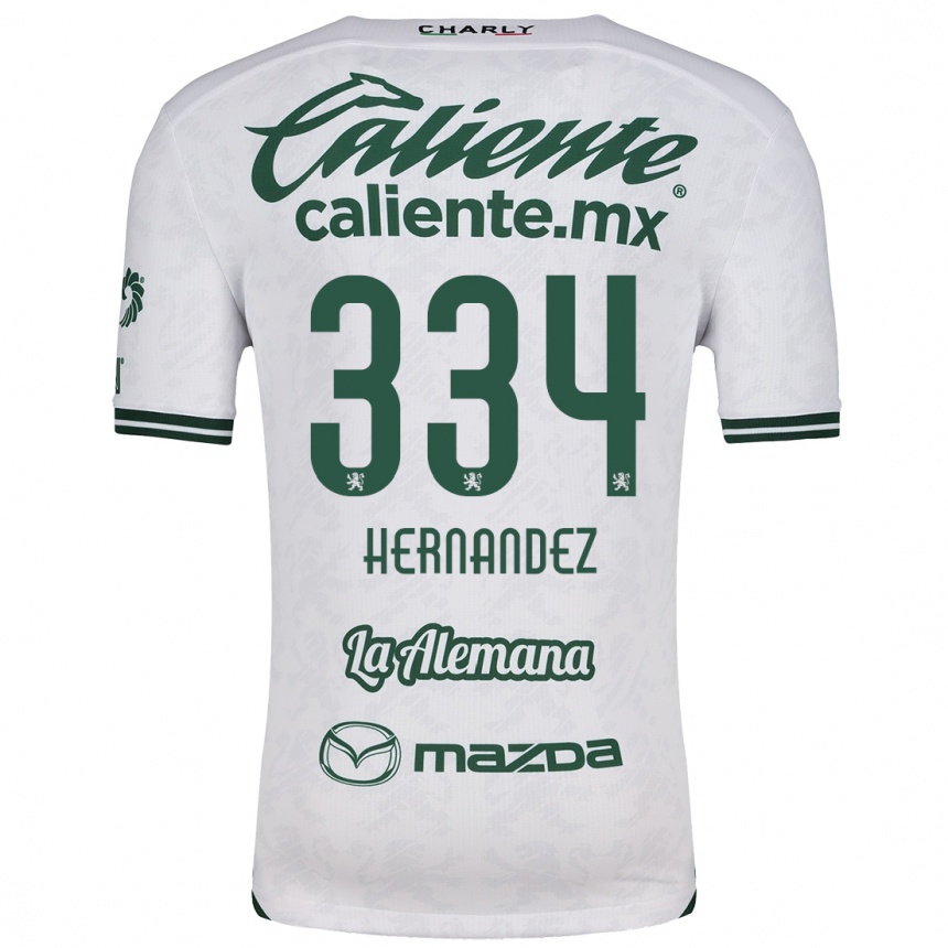 Kids Football Alan Hernández #334 White Green Away Jersey 2024/25 T-Shirt