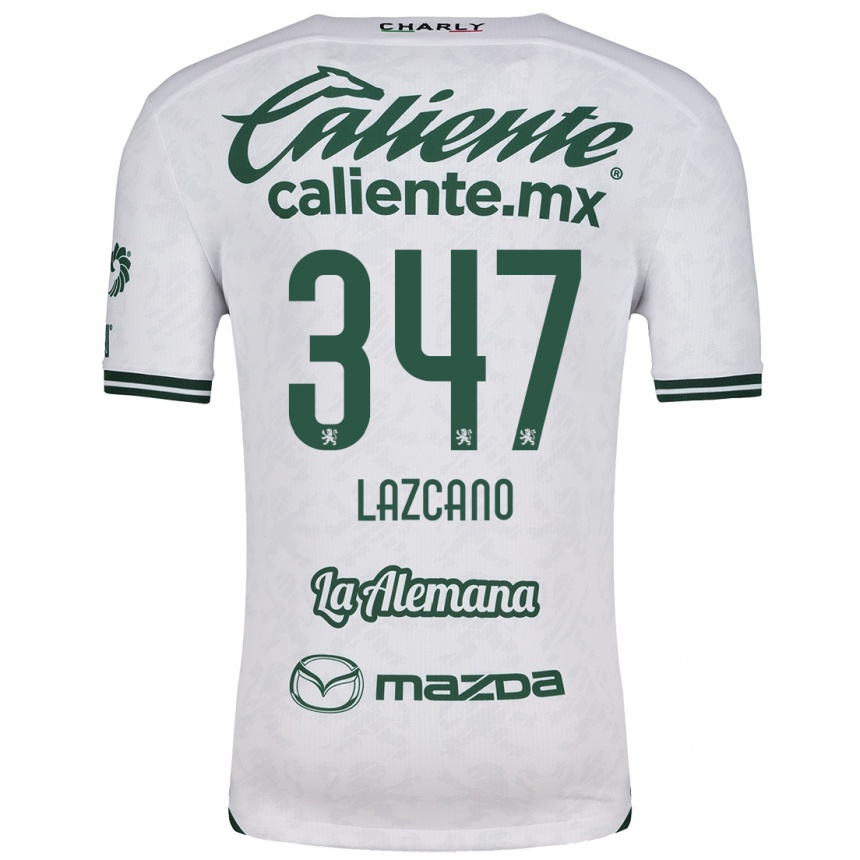 Kids Football Evan Lazcano #347 White Green Away Jersey 2024/25 T-Shirt