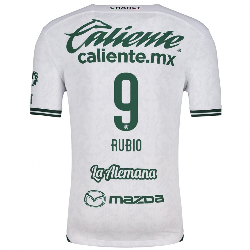 Kids Football Brian Rubio #9 White Green Away Jersey 2024/25 T-Shirt