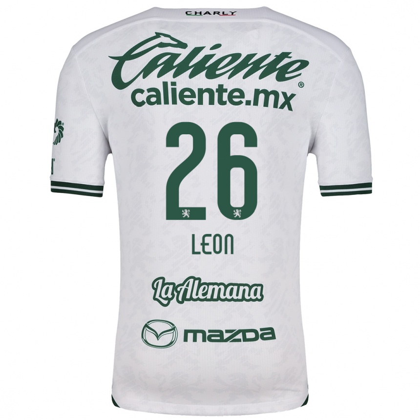 Kids Football Armando León #26 White Green Away Jersey 2024/25 T-Shirt