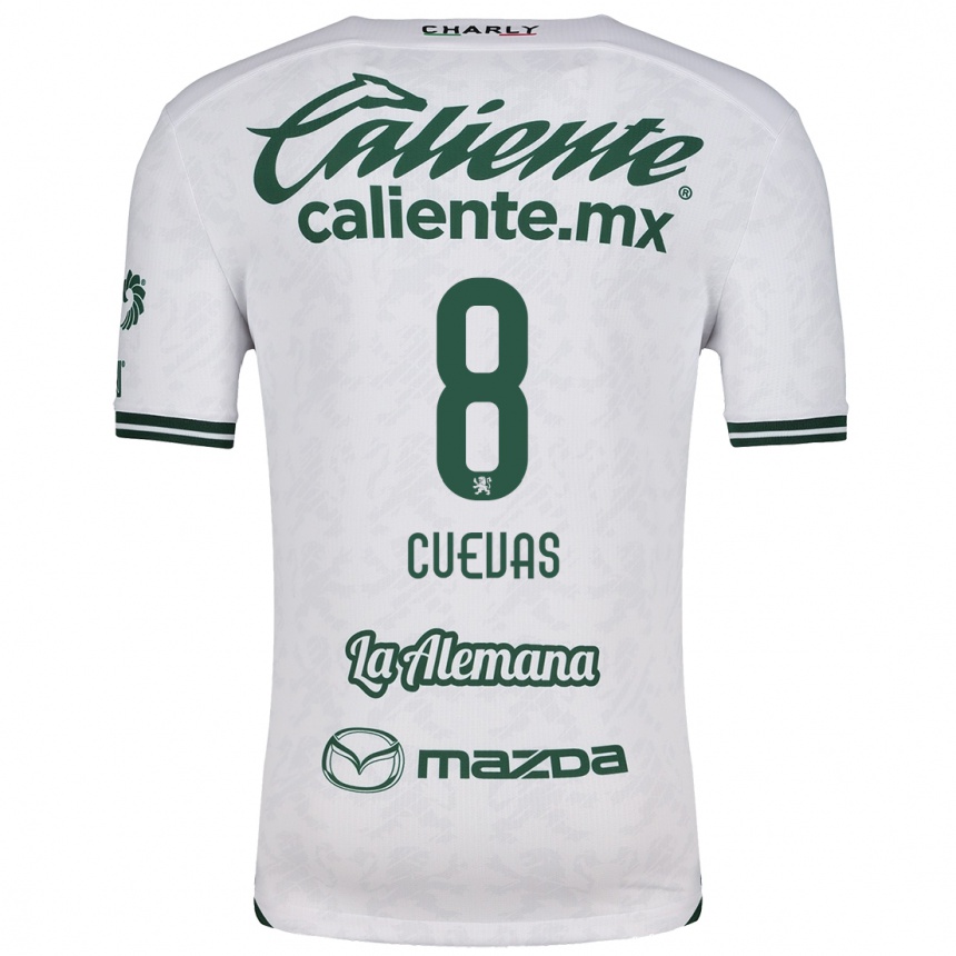 Kids Football Lucero Cuevas #8 White Green Away Jersey 2024/25 T-Shirt