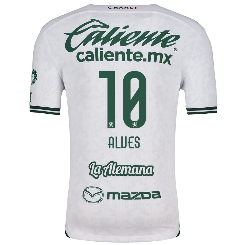 Kids Football Maria Alves #10 White Green Away Jersey 2024/25 T-Shirt