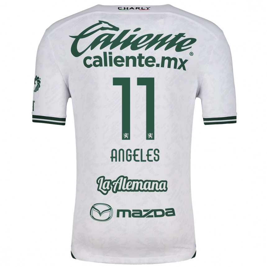 Kids Football Lizbeth Ángeles #11 White Green Away Jersey 2024/25 T-Shirt