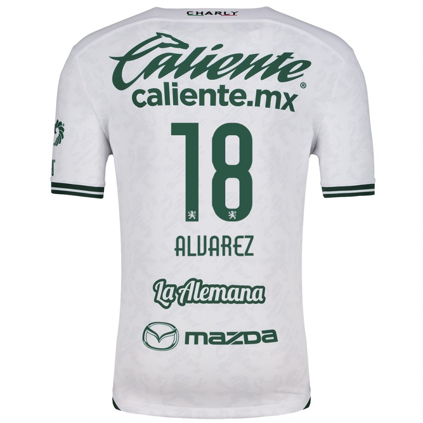 Kids Football Yazmin Álvarez #18 White Green Away Jersey 2024/25 T-Shirt