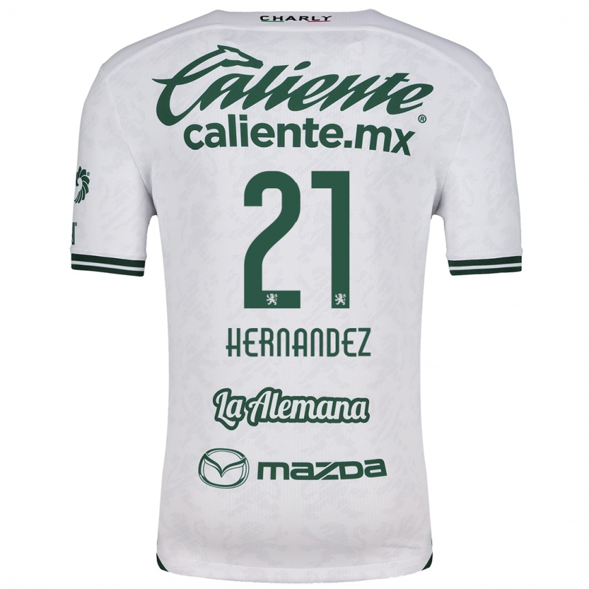 Kids Football Alexa Hernández #21 White Green Away Jersey 2024/25 T-Shirt