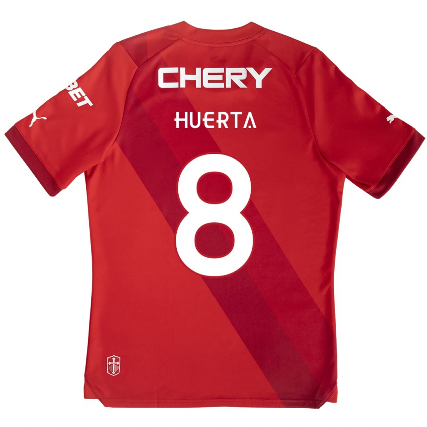 Kids Football Valber Huerta #8 Red White Away Jersey 2024/25 T-Shirt