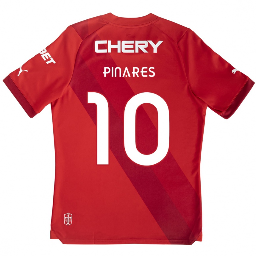 Kids Football César Pinares #10 Red White Away Jersey 2024/25 T-Shirt