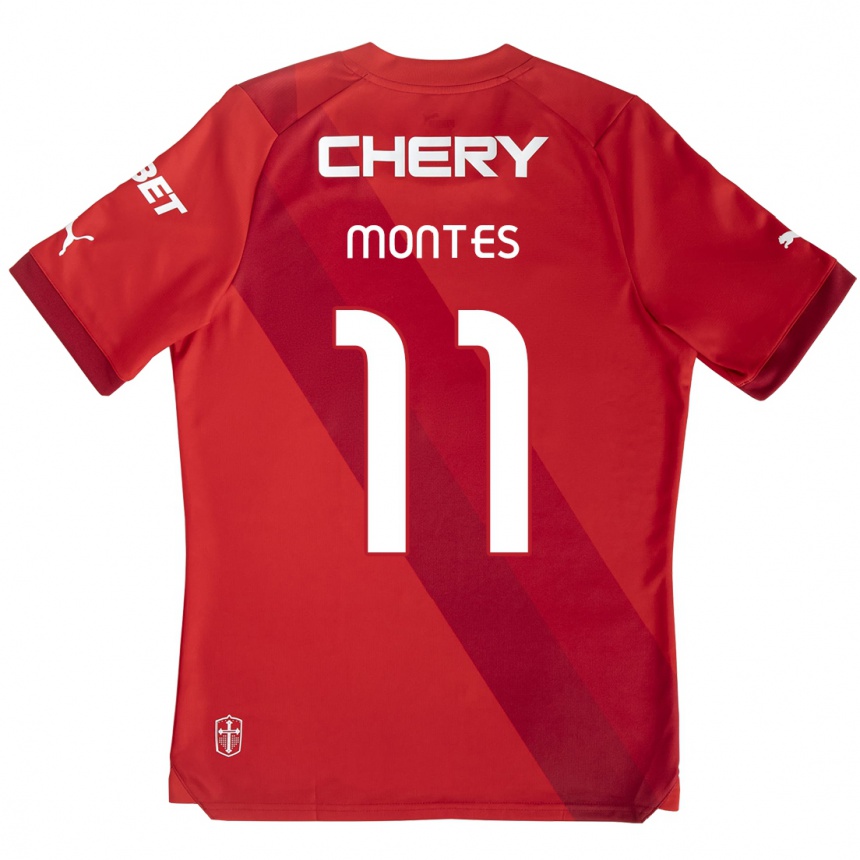 Kids Football Clemente Montes #11 Red White Away Jersey 2024/25 T-Shirt