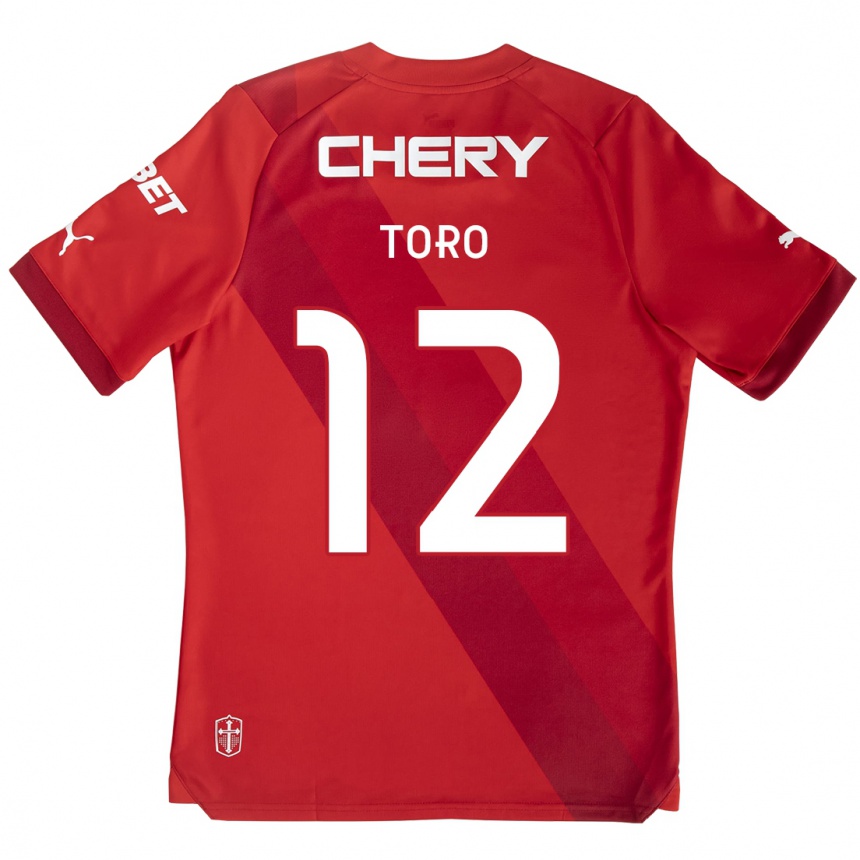 Kids Football Ian Toro #12 Red White Away Jersey 2024/25 T-Shirt