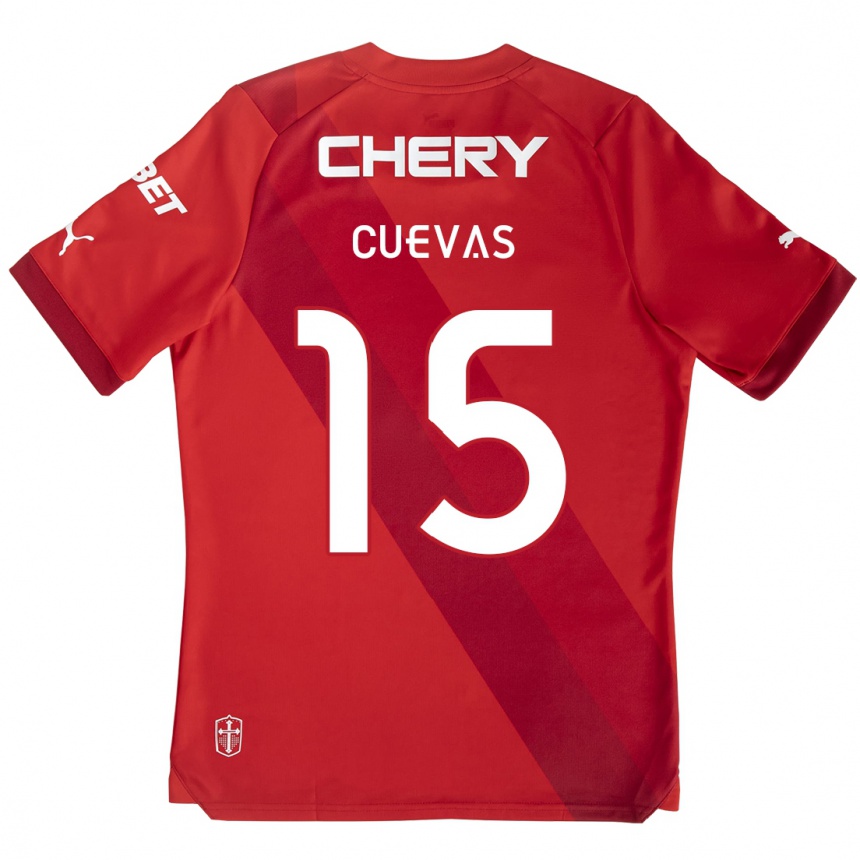 Kids Football Cristian Cuevas #15 Red White Away Jersey 2024/25 T-Shirt