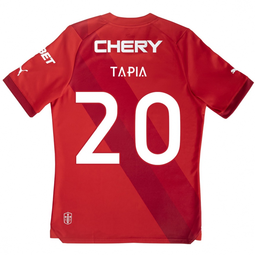 Kids Football Gonzalo Tapia #20 Red White Away Jersey 2024/25 T-Shirt