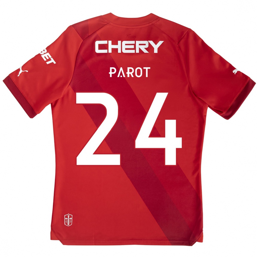 Kids Football Alfonso Parot #24 Red White Away Jersey 2024/25 T-Shirt