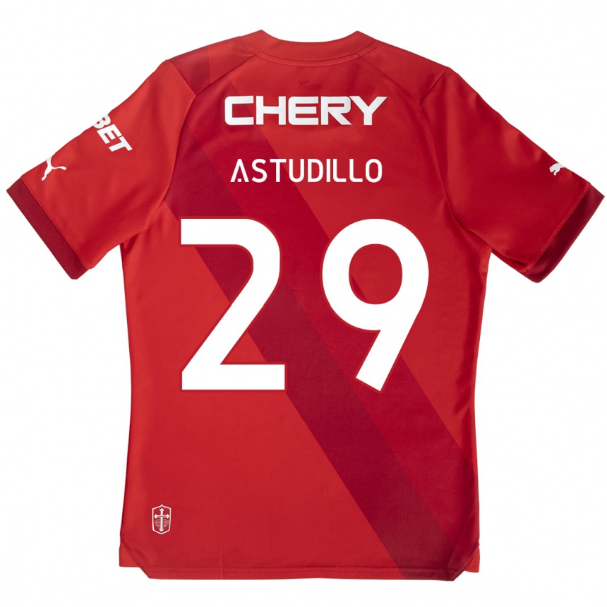 Kids Football Aaron Astudillo #29 Red White Away Jersey 2024/25 T-Shirt