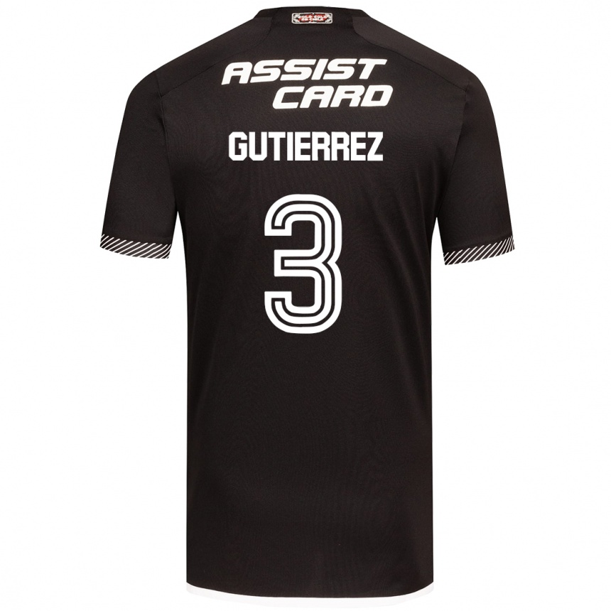 Kids Football Daniel Gutiérrez #3 Black White Away Jersey 2024/25 T-Shirt