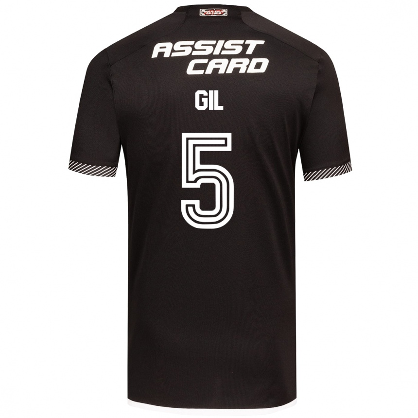 Kids Football Leonardo Gil #5 Black White Away Jersey 2024/25 T-Shirt