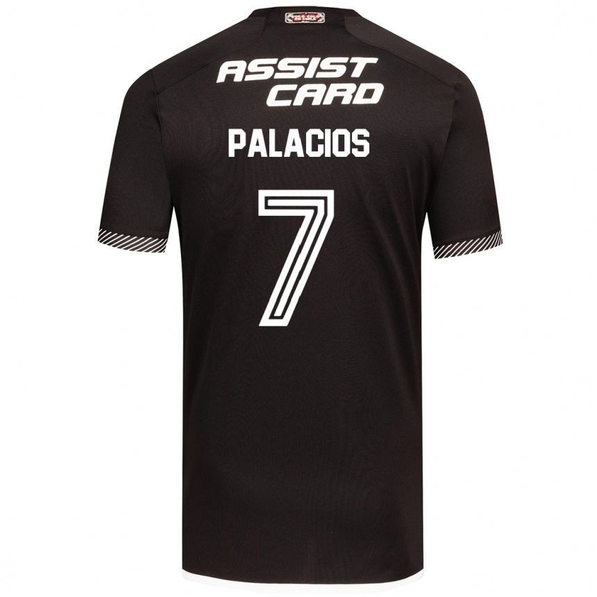 Kids Football Carlos Palacios #7 Black White Away Jersey 2024/25 T-Shirt