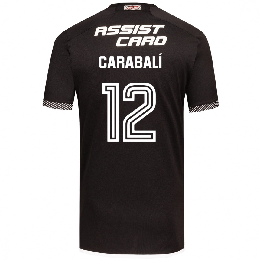 Kids Football Omar Carabalí #12 Black White Away Jersey 2024/25 T-Shirt