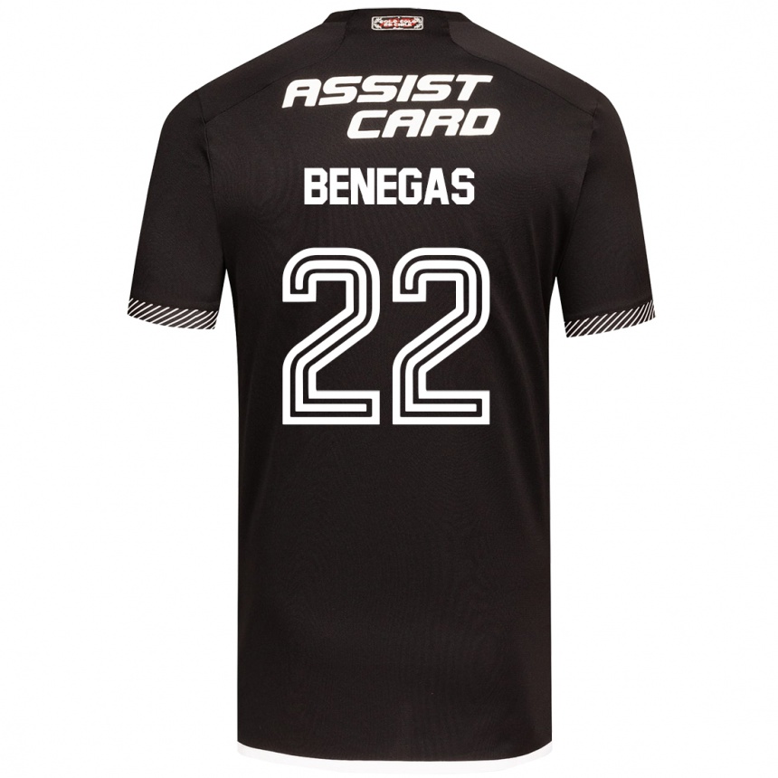 Kids Football Leandro Benegas #22 Black White Away Jersey 2024/25 T-Shirt