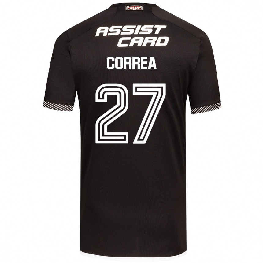 Kids Football Javier Correa #27 Black White Away Jersey 2024/25 T-Shirt