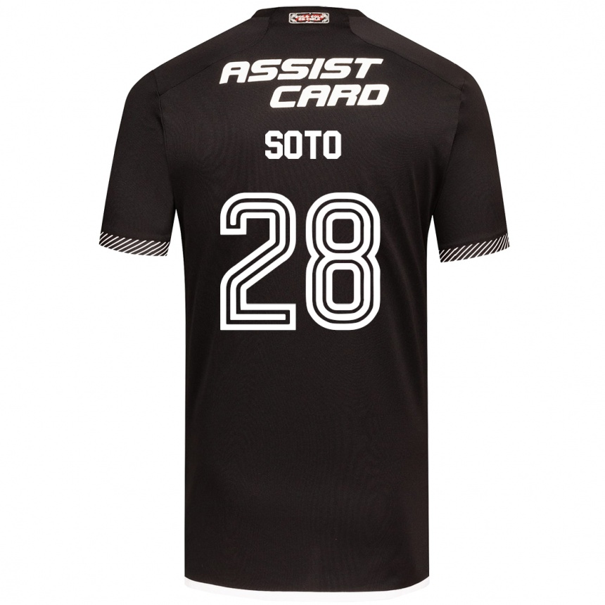 Kids Football Lucas Soto #28 Black White Away Jersey 2024/25 T-Shirt