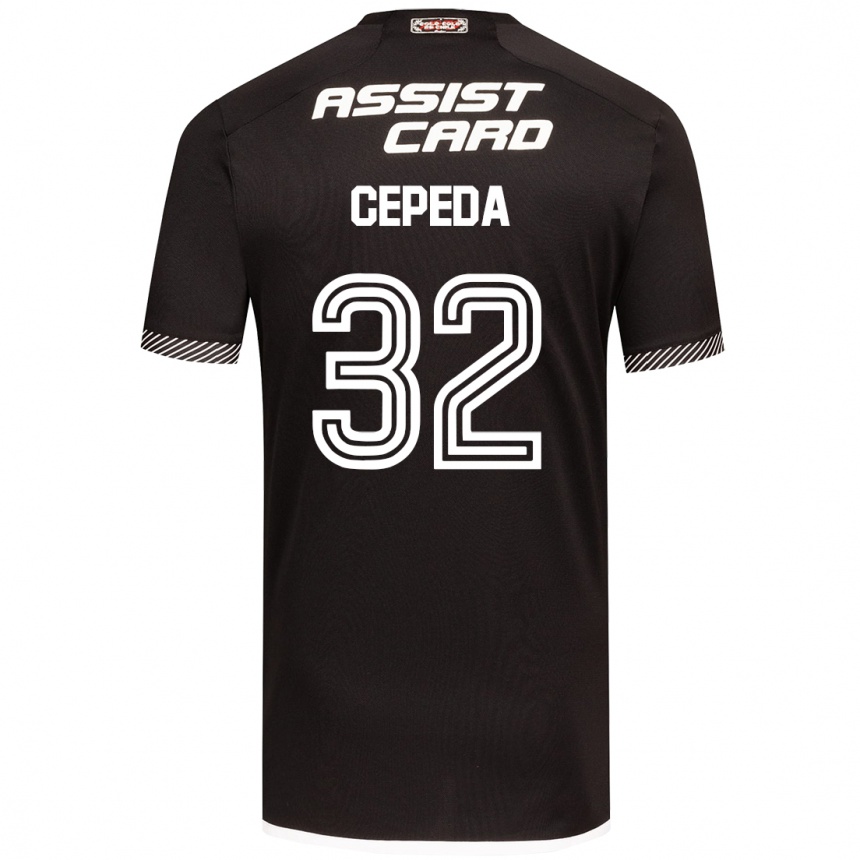 Kids Football Lucas Cepeda #32 Black White Away Jersey 2024/25 T-Shirt