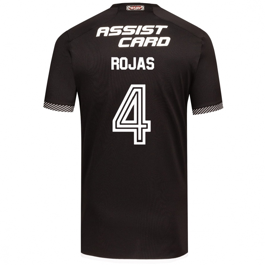 Kids Football Javier Rojas #4 Black White Away Jersey 2024/25 T-Shirt