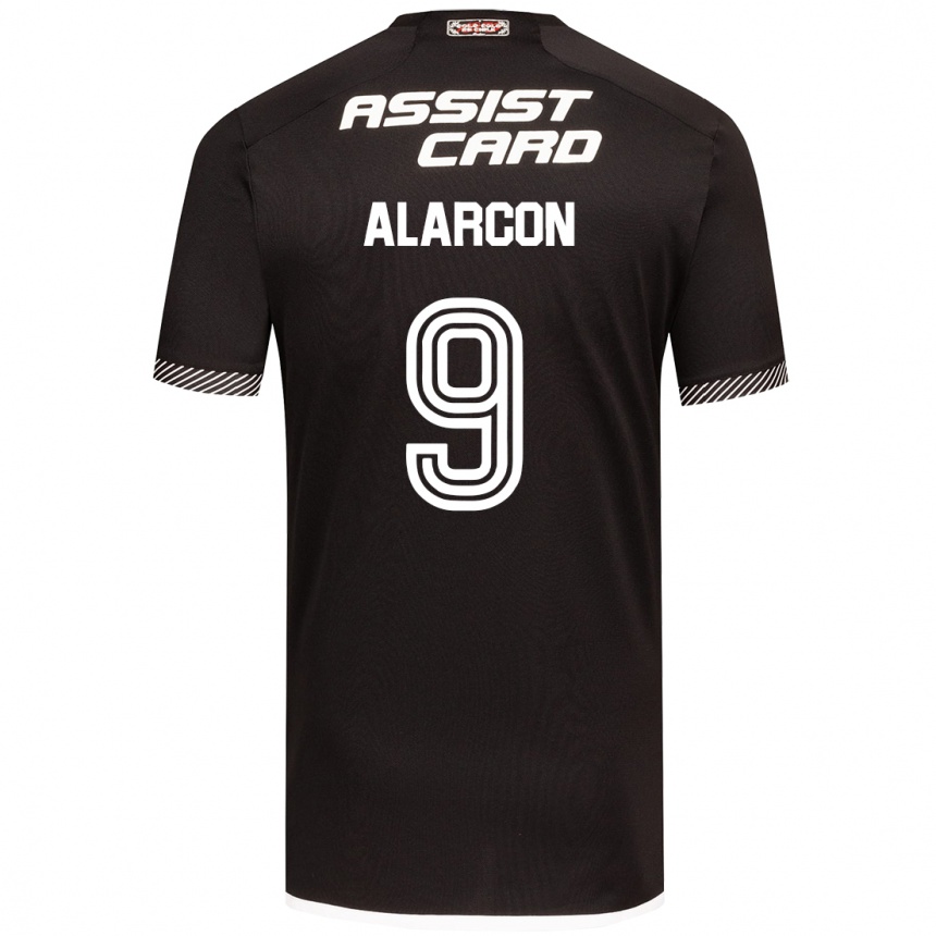 Kids Football Cristian Alarcón #9 Black White Away Jersey 2024/25 T-Shirt