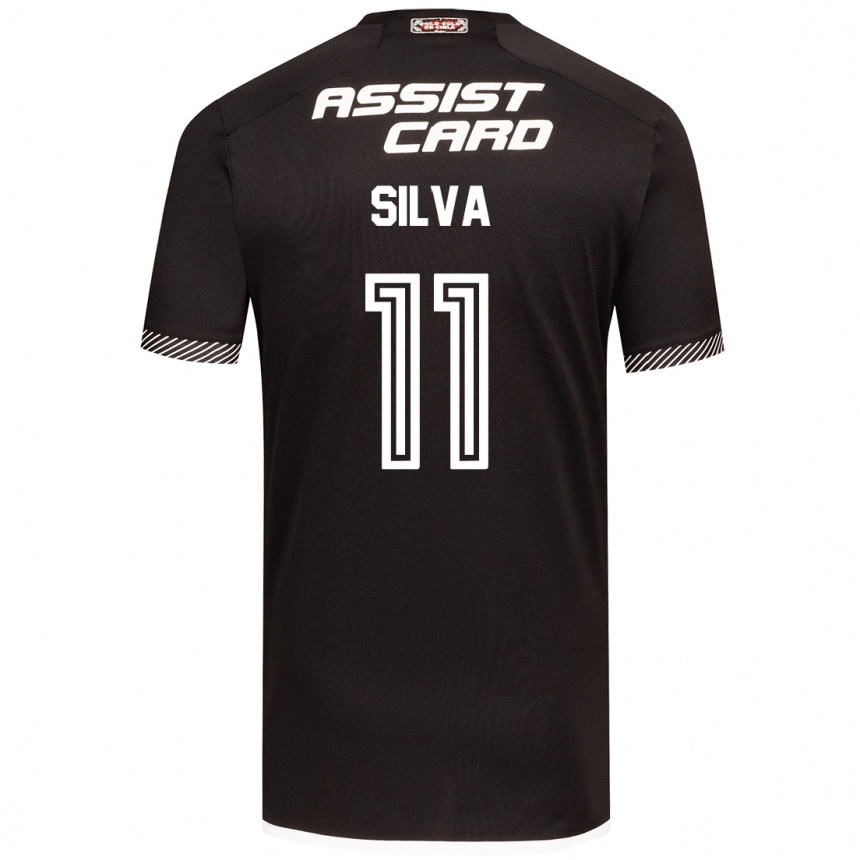 Kids Football Martín Silva #11 Black White Away Jersey 2024/25 T-Shirt