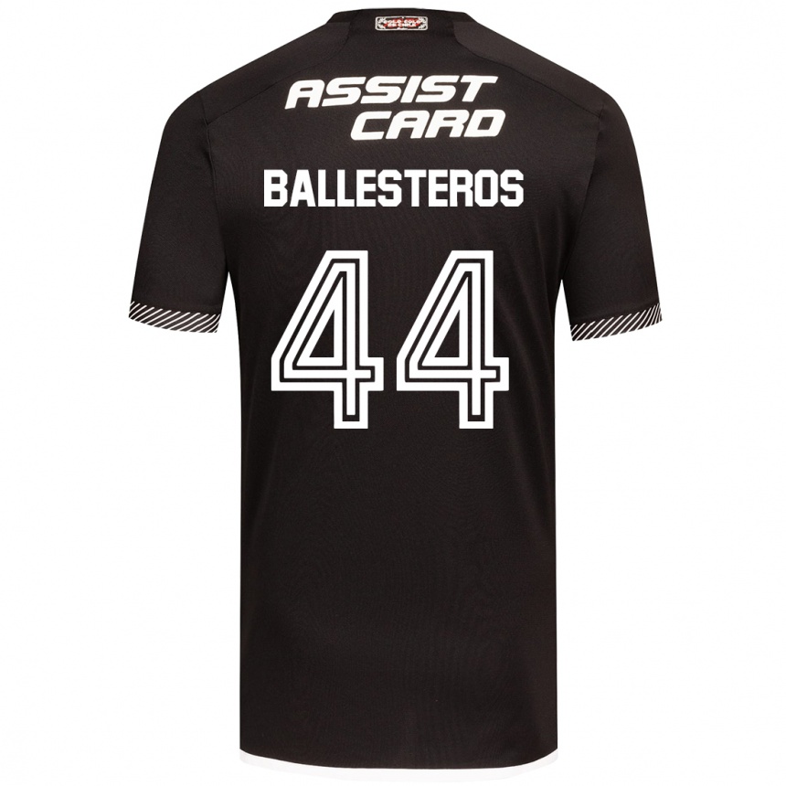 Kids Football Martín Ballesteros #44 Black White Away Jersey 2024/25 T-Shirt