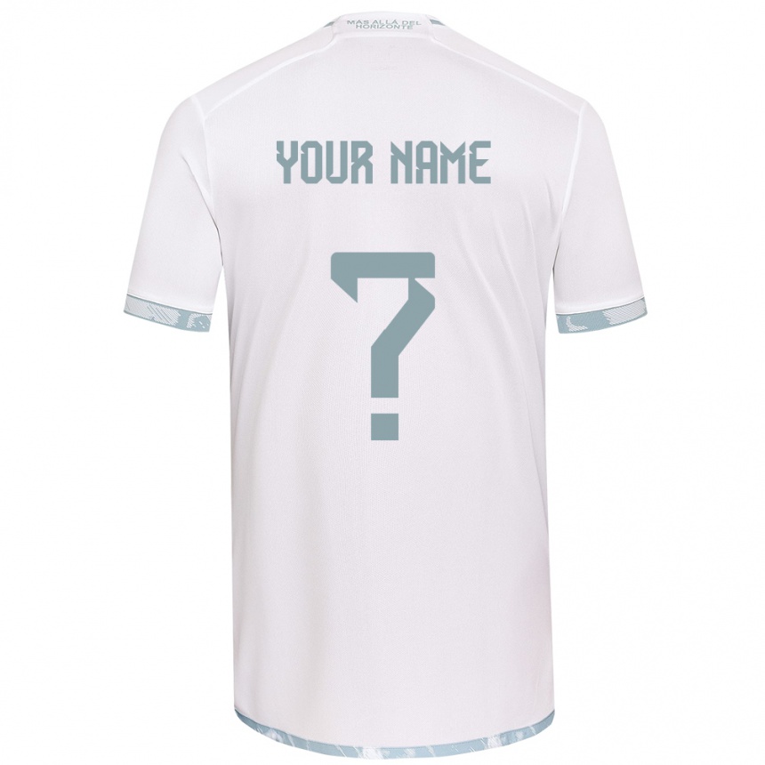 Kids Football Your Name #0 White Grey Away Jersey 2024/25 T-Shirt