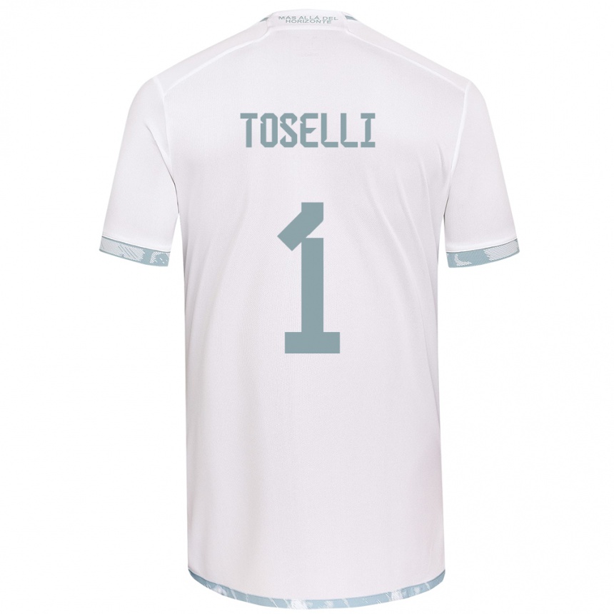 Kids Football Cristopher Toselli #1 White Grey Away Jersey 2024/25 T-Shirt