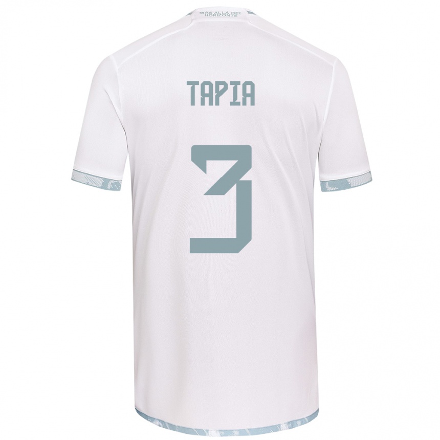 Kids Football Ignacio Tapia #3 White Grey Away Jersey 2024/25 T-Shirt