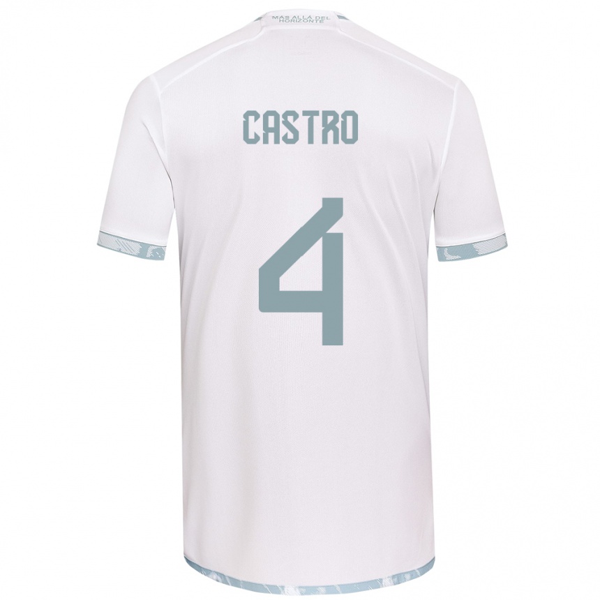 Kids Football José Ignacio Castro #4 White Grey Away Jersey 2024/25 T-Shirt