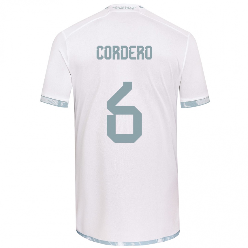 Kids Football Renato Cordero #6 White Grey Away Jersey 2024/25 T-Shirt