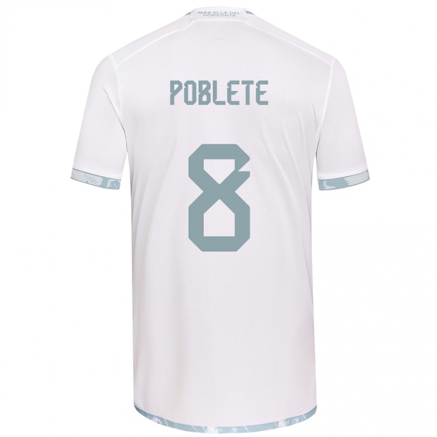 Kids Football Israel Poblete #8 White Grey Away Jersey 2024/25 T-Shirt