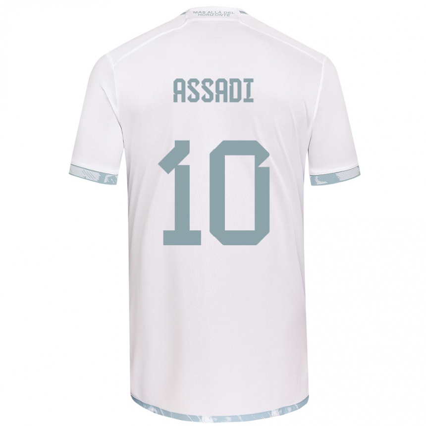 Kids Football Lucas Assadi #10 White Grey Away Jersey 2024/25 T-Shirt