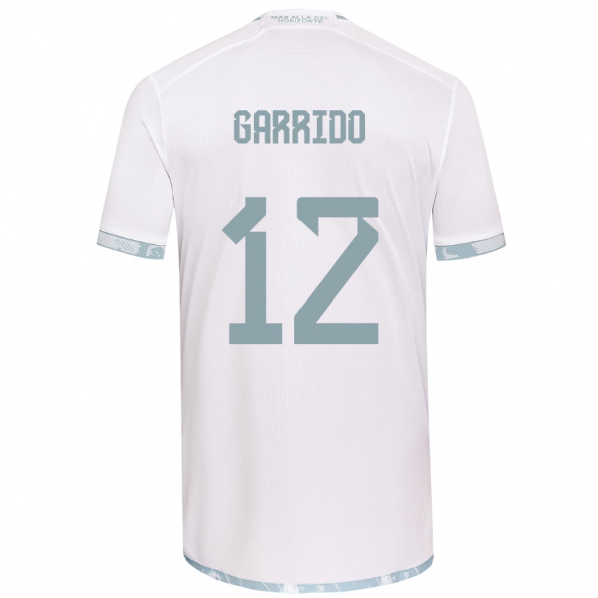 Kids Football Pedro Garrido #12 White Grey Away Jersey 2024/25 T-Shirt