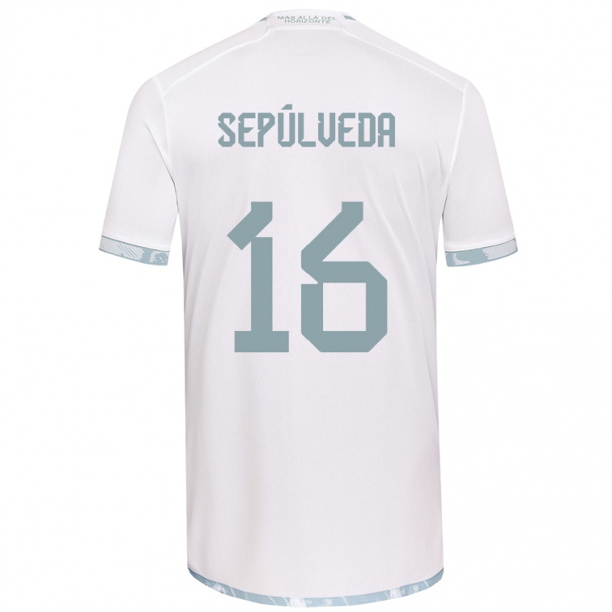 Kids Football Matías Sepúlveda #16 White Grey Away Jersey 2024/25 T-Shirt