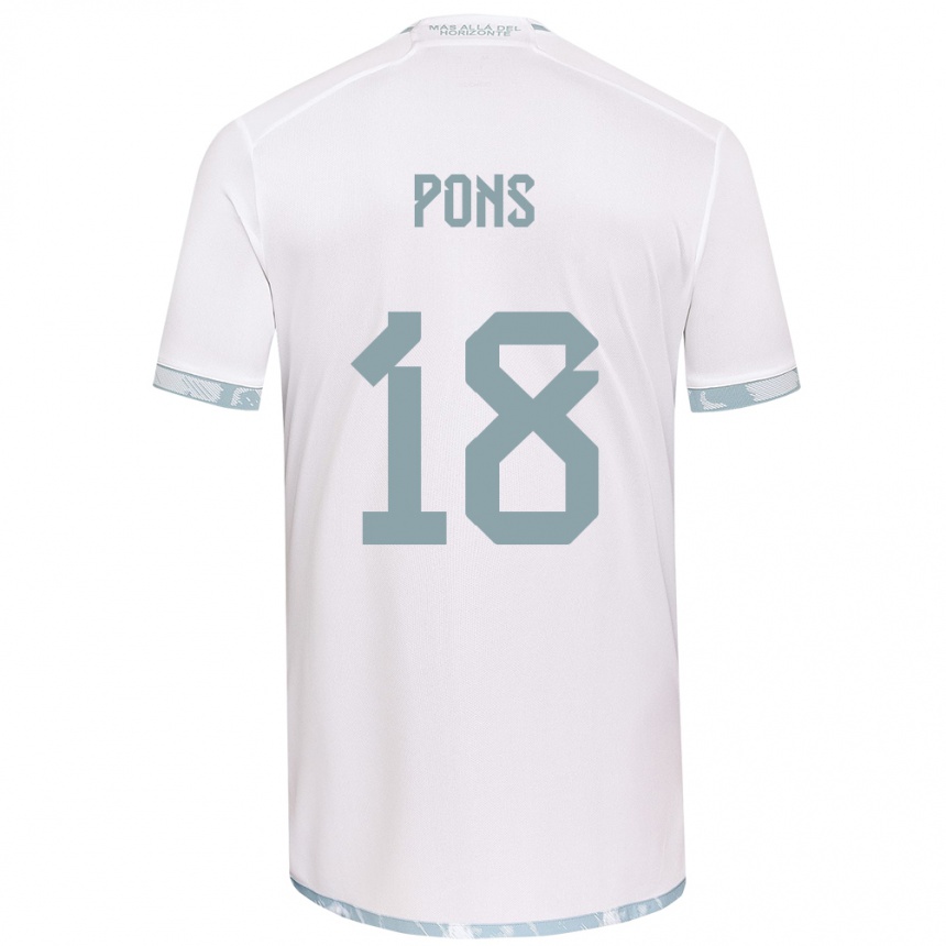 Kids Football Luciano Pons #18 White Grey Away Jersey 2024/25 T-Shirt