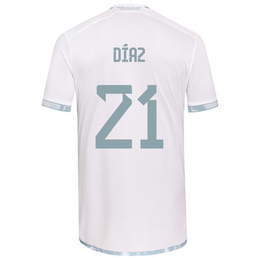 Kids Football Marcelo Díaz #21 White Grey Away Jersey 2024/25 T-Shirt