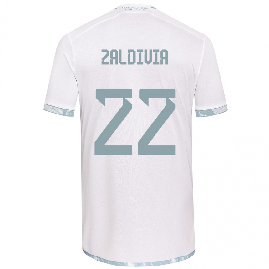 Kids Football Matías Zaldivia #22 White Grey Away Jersey 2024/25 T-Shirt