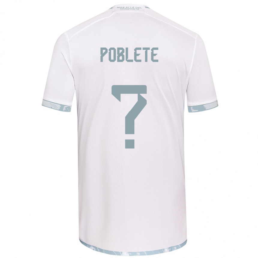 Kids Football José Poblete #0 White Grey Away Jersey 2024/25 T-Shirt