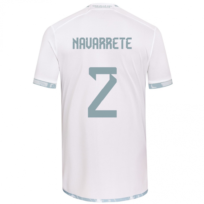 Kids Football Daniel Navarrete #2 White Grey Away Jersey 2024/25 T-Shirt