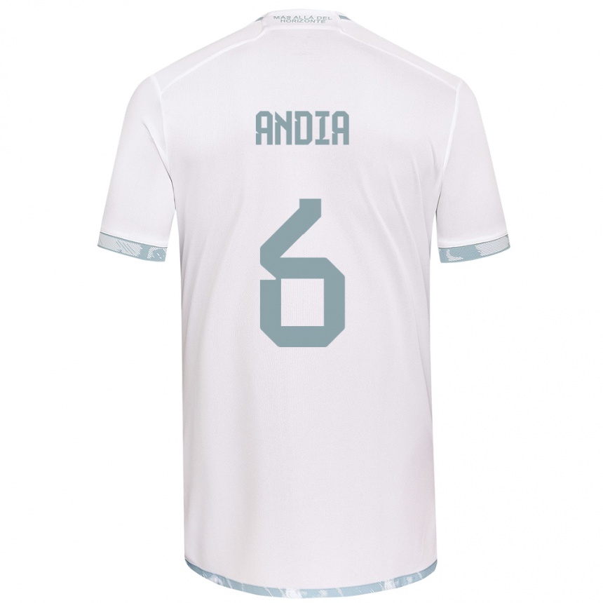 Kids Football Yonathan Andía #6 White Grey Away Jersey 2024/25 T-Shirt