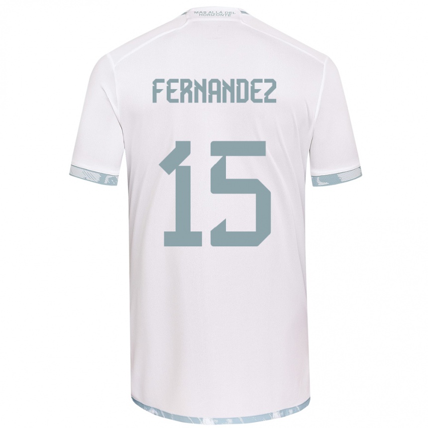 Kids Football Vicente Fernández #15 White Grey Away Jersey 2024/25 T-Shirt