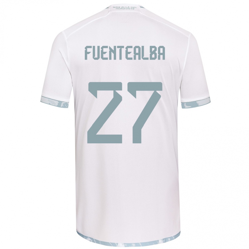 Kids Football Jeison Fuentealba #27 White Grey Away Jersey 2024/25 T-Shirt