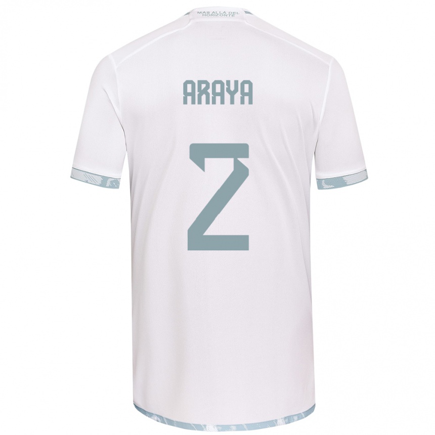 Kids Football Fernanda Araya #2 White Grey Away Jersey 2024/25 T-Shirt