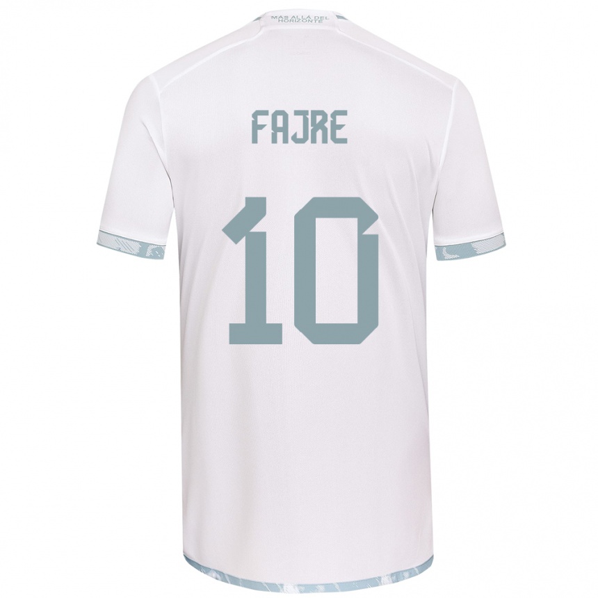 Kids Football Nicole Fajre #10 White Grey Away Jersey 2024/25 T-Shirt