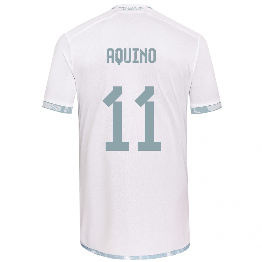 Kids Football Yisel Aquino #11 White Grey Away Jersey 2024/25 T-Shirt