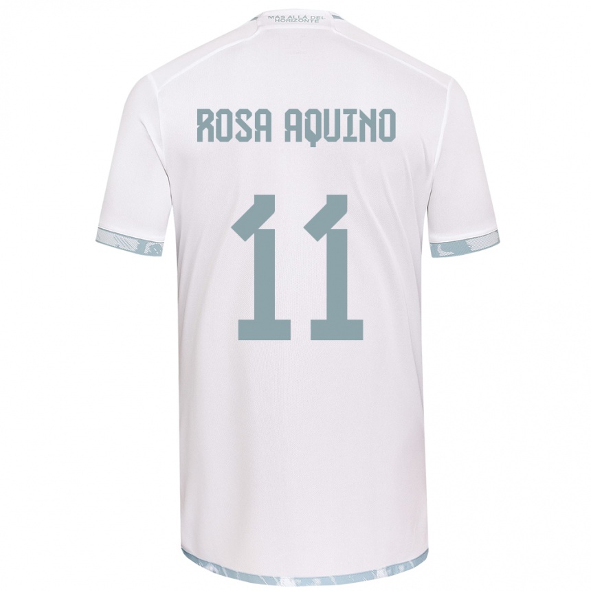 Kids Football Rosa Aquino #11 White Grey Away Jersey 2024/25 T-Shirt